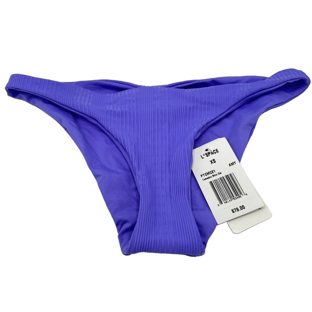 L*Space Camacho Classic Bikini Bottom XS Amethyst Ribbed Lavender NWT PTCMC21